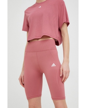 adidas Performance szorty treningowe damskie kolor różowy gładkie high waist