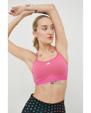 adidas Performance biustonosz do jogi Aeroreact kolor różowy gładki
