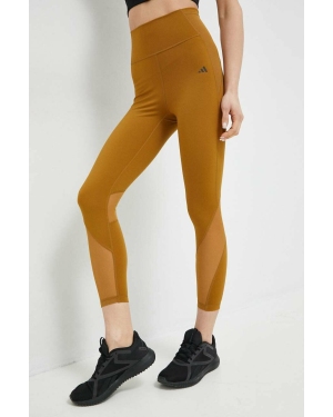 adidas Performance legginsy treningowe Tailored kolor brązowy gładkie