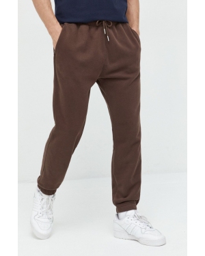 Abercrombie & Fitch spodnie dresowe męskie kolor brązowy gładkie