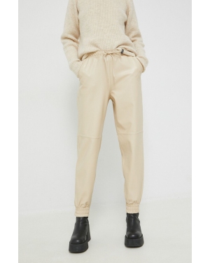 Abercrombie & Fitch spodnie damskie kolor beżowy high waist