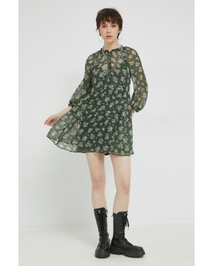 Abercrombie & Fitch sukienka kolor zielony mini rozkloszowana