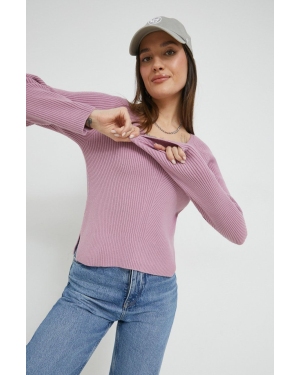 Abercrombie & Fitch sweter damski kolor fioletowy lekki