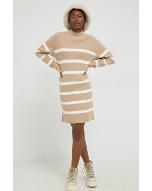 Abercrombie & Fitch sukienka kolor beżowy mini dopasowana