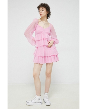 Abercrombie & Fitch sukienka kolor różowy mini rozkloszowana