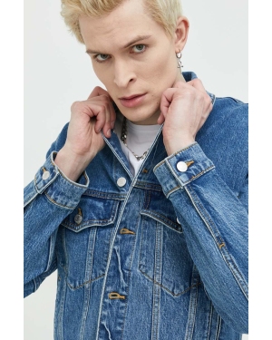 Abercrombie & Fitch kurtka jeansowa męska kolor niebieski przejściowa oversize