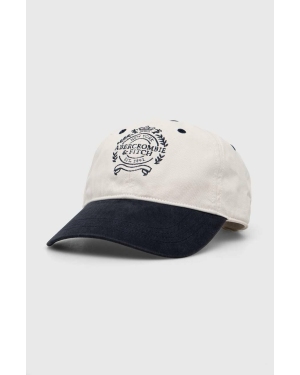 Abercrombie & Fitch czapka z daszkiem bawełniana kolor biały z aplikacją