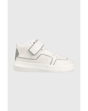 Calvin Klein Jeans sneakersy skórzane Chunky Cupsole Laceup Mid YW0YW00811.0LC kolor biały