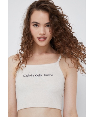 Calvin Klein Jeans top damski kolor beżowy