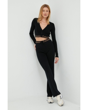 Calvin Klein Jeans spodnie damskie kolor czarny dzwony high waist