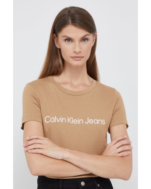 Calvin Klein Jeans t-shirt bawełniany (2-pack) kolor brązowy