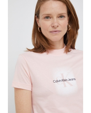 Calvin Klein Jeans t-shirt bawełniany kolor różowy