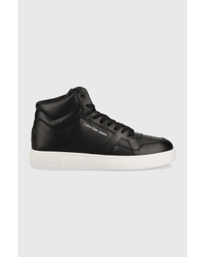 Calvin Klein Jeans sneakersy skórzane Basket Cups Laceup High kolor czarny