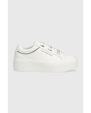 Calvin Klein Jeans sneakersy YW0YW00868 FLATFORM+ LOW BRANDED LACES kolor biały