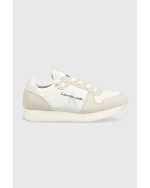 Calvin Klein Jeans sneakersy YW0YW00840 RUNNER SOCK LACEUP NY-LTH W kolor biały