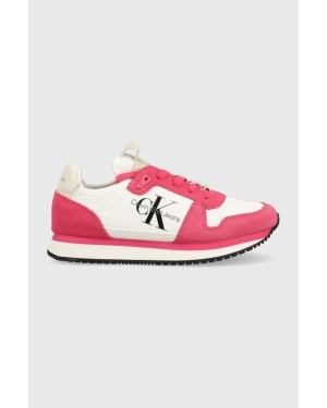 Calvin Klein Jeans sneakersy RUNNER SOCK LACEUP NY-LTH WN kolor różowy