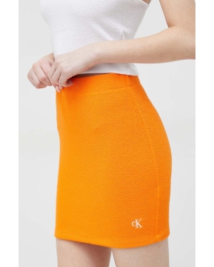 Calvin Klein Jeans spódnica kolor pomarańczowy mini ołówkowa