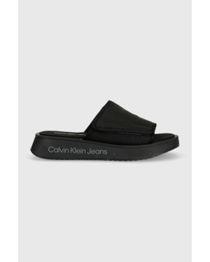 Calvin Klein Jeans klapki PREFRESATO SANDAL SOFTNY damskie kolor czarny na platformie YW0YW00968