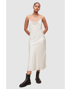 AllSaints sukienka HADLEY DRESS kolor biały midi prosta WD055V