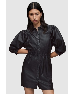 AllSaints sukienka skórzana OSA SHORT DRESS kolor czarny midi prosta WL164X