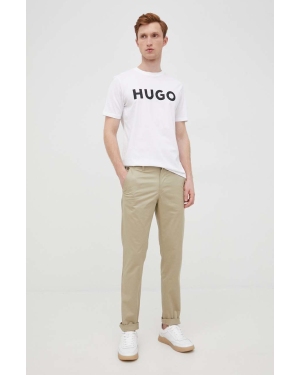HUGO t-shirt bawełniany kolor biały z nadrukiem