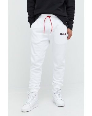 HUGO spodnie dresowe 50481152 męskie kolor biały z nadrukiem
