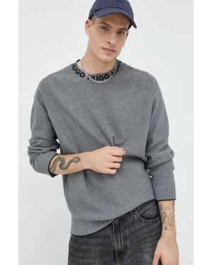 HUGO sweter bawełniany męski kolor szary lekki