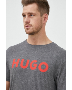 HUGO t-shirt bawełniany kolor szary z nadrukiem