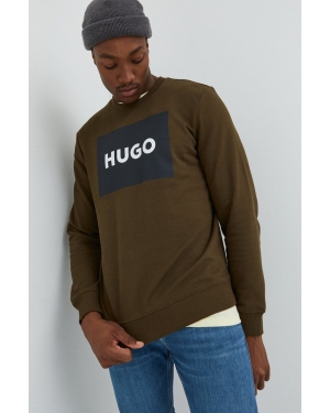 Hugo bluza bawełniana 50467944 męska kolor zielony z nadrukiem