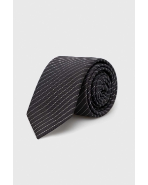 HUGO krawat z domieszką jedwabiu kolor czarny