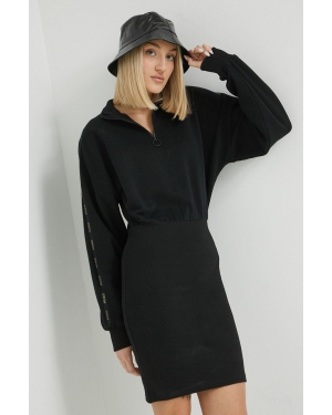 HUGO sukienka bawełniana kolor czarny mini dopasowana
