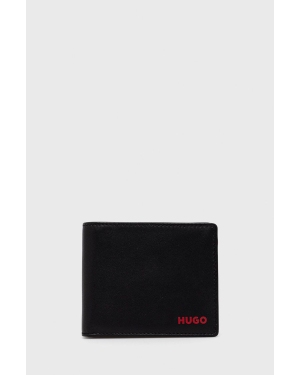 HUGO portfel skórzany 50471612 męski kolor czarny