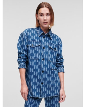 KARL LAGERFELD Koszula jeansowa Monogram 225W1408 Niebieski Oversize