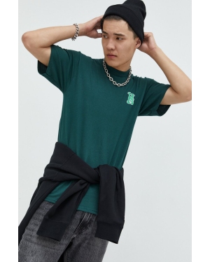 HUF t-shirt bawełniany x Trasher kolor zielony z nadrukiem