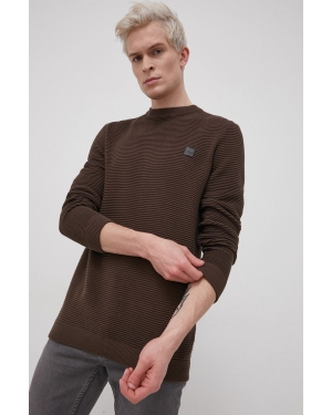 Solid Sweter bawełniany męski kolor brązowy