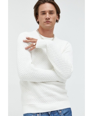 Solid sweter bawełniany męski kolor biały lekki