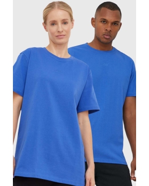Arkk Copenhagen t-shirt bawełniany kolor niebieski gładki