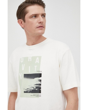 s.Oliver t-shirt bawełniany kolor beżowy z nadrukiem