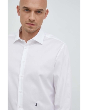 Seidensticker koszula bawełniana męska kolor biały slim z kołnierzykiem klasycznym