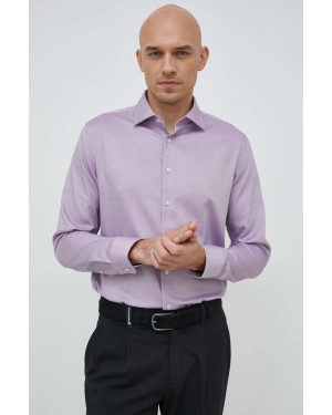 Seidensticker koszula bawełniana męska kolor fioletowy slim z kołnierzykiem klasycznym