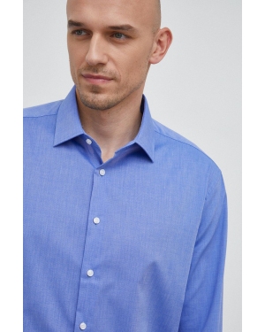 Seidensticker koszula bawełniana Shaped męska kolor niebieski slim z kołnierzykiem klasycznym