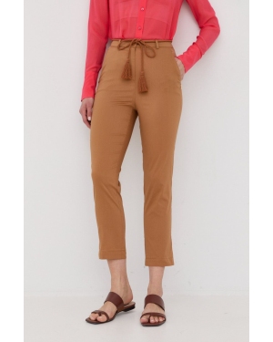 Patrizia Pepe spodnie damskie kolor brązowy proste high waist