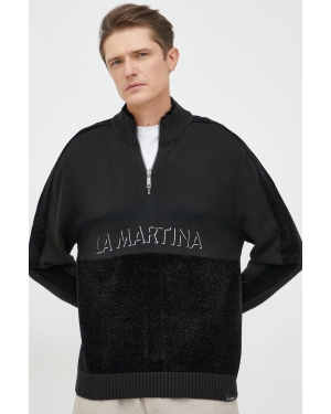 La Martina sweter z domieszką wełny kolor czarny